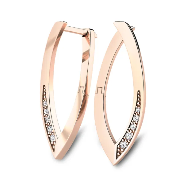 Dámské náušnice z růžového zlata 585/1000 přírodní diamanty 0,107 ct G/SI 109019-CV-DIA