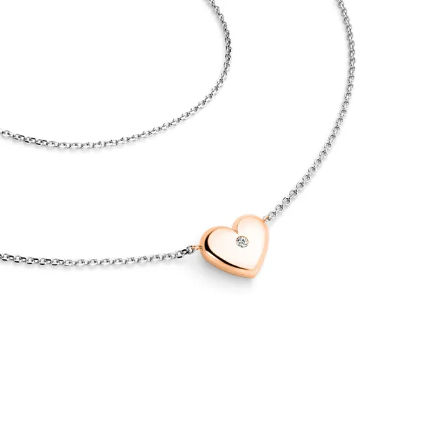 Dámský náhrdelník bílé zlato 585/1000 přírodní diamant 0.012 ct G/SI srdce s 140019-NH01-BCV-DIA 140019-NH01-CV-DIA