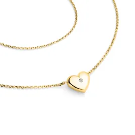 Dámský náhrdelník žluté zlato 585/1000 přírodní diamant 0.012 ct G/SI srdce 140019-NH01-ZL-DIA