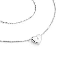 Dámský náhrdelník bílé zlato 585/1000 přírodní diamant 0.012 ct G/SI srdce 140019-NH01-B-DIA
