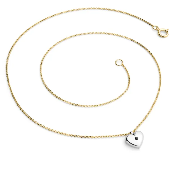 Dámský náhrdelník žluté zlato 585/1000 přírodní diamant srdce 140019-NH02-ZLB-Black