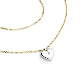 Dámský náhrdelník žluté zlato 585/1000 přírodní diamant 0.012 ct G/SI srdce 140019-NH02-ZLB-DIA