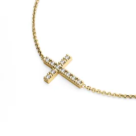Dámský náhrdelník žluté zlato 585/1000 přírodní diamant 0.060 ct G/SI křížem 140018-NH01-ZL-DIA