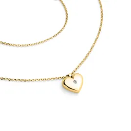 Dámský náhrdelník žluté zlato 585/1000 přírodní diamant 0.012 ct G/SI srdce 140019-NH02-ZL-DIA