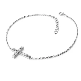 Dámský náramek bílé zlato 585/1000 přírodní diamant 0.060 ct kříž 140018-NR01-B-DIA