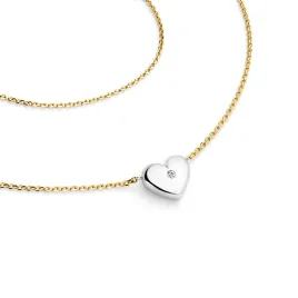 Dámský náhrdelník žluté zlato 585/1000 přírodní diamant 0.012 ct G/SI srdce 140019-NH01-ZLB-DIA