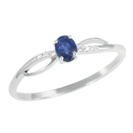 Dámský prsten bílé zlato 585/1000 přírodní diamant 0.20 ct modrý safír GKW46582SAF