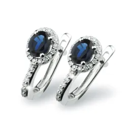 Dámské náušnice bílé zlato 585/1000 přírodní diamant 0.50 ct safír GKW52432-B-SAF