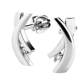 Dámské náušnice bílé zlato 585/1000 přírodní diamant 0.020 ct G/SI 10854-B-DIA