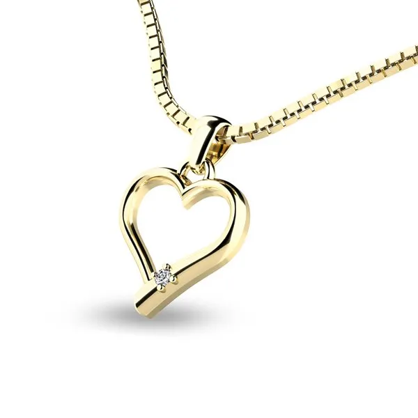Dámský přívěsek žluté zlato 585/1000 zirkon srdce 10917-ZL-ZIR