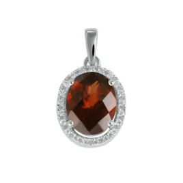 Dámský přívěsek bílé zlato 585/1000 přírodní diamant 1.35 ct granát GKW47253GR