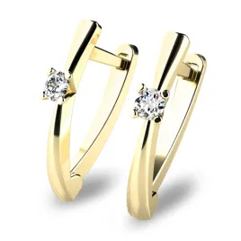 Dámské náušnice žluté zlato 585/1000 přírodní diamant 0.120 ct G/SI visací 10830-ZL-DIA
