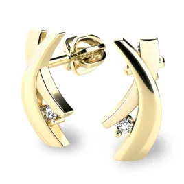 Dámské náušnice žluté zlato 585/1000 přírodní diamant 0.020 ct G/SI 10854-ZL-DIA