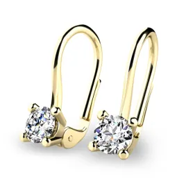 Dámské náušnice žluté zlato 585/1000 přírodní diamant 0.40 ct G/SI visací 10827-375-ZL-DIA