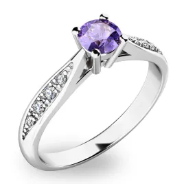 Dámský prsten bílé zlato 585/1000 přírodní diamant 0.250 ct G/SI tanzanitem a tanzanit 10745B-TZNT