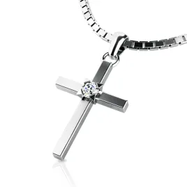 Dámský přívěsek bílé zlato 585/1000 přírodní diamant 0.035 ct G/SI kříž 10872-B-DIA