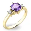 Dámský prsten žluté zlato 585/1000 přírodní diamant 0.75 ct G/SI s ametyst 10856Z-AME