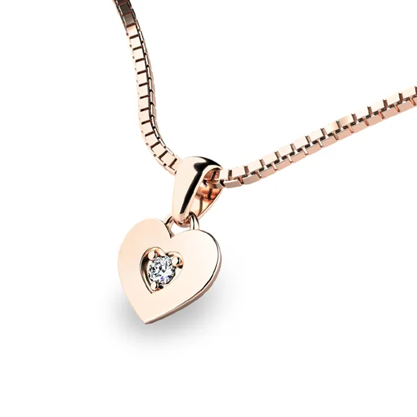 Dámský přívěsek žluté zlato 585/1000 přírodní diamant 0.045 ct G/SI srdce s briliantem 10874-CV-DIA