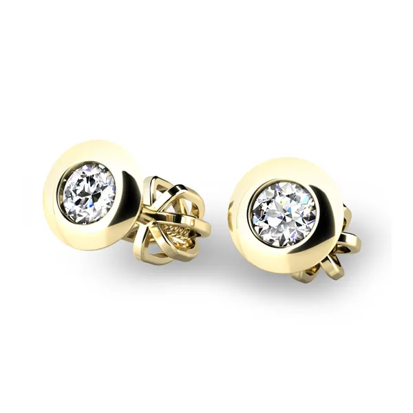Dámské náušnice žluté zlato 585/1000 přírodní diamant 0.090 ct G/SI 10825-ZL-DIA