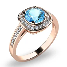 Dámský prsten růžové zlato 585/1000 přírodní diamant 0.90 ct G/SI topaz a brilianty 10766-CV-TPZ
