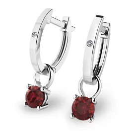 Dámské náušnice bílé zlato 585/1000 přírodní diamant 0.250 ct G/SI oválky s a granáty 10861-B-DIA-GRA