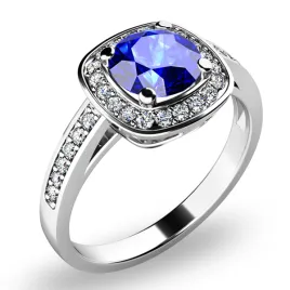 Dámský prsten bílé zlato 585/1000 přírodní diamant 0.90 ct G/SI tanzanitem a brilianty tanzanit 10766-B-TAN