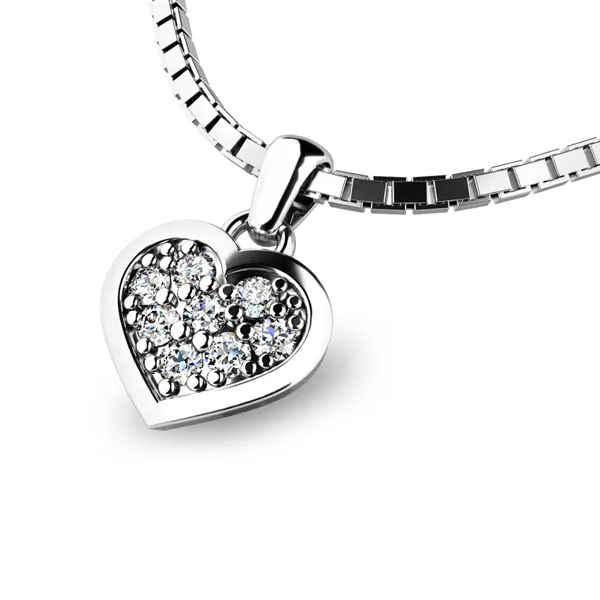 Dámský přívěsek žluté zlato 585/1000 přírodní diamant 0.176 ct G/SI srdce s brilianty 10877-B-DIA