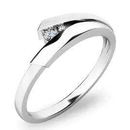 Dámský prsten bílé zlato 585 přírodní diamant 0.038 ct G/SI brilianty 10864