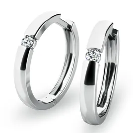 Dámské náušnice bílé zlato 585/1000 přírodní diamant 0.086 ct G/SI kruhy 10915-B-DIA