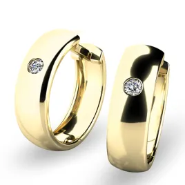 Dámské náušnice žluté zlato 585/1000 přírodní diamant 0.044 ct G/SI kruhy 10916-ZL-DIA