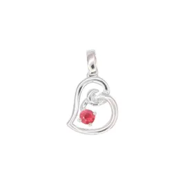 Dámský přívěsek bílé zlato 585/1000 přírodní diamant 0.100 ct - srdce s rubín GKW56863RU