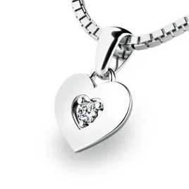 Dámský přívěsek bílé zlato 585/1000 přírodní diamant 0.045 ct G/SI srdce s briliantem 10874-B-DIA