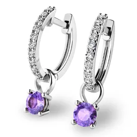 Dámské náušnice bílé zlato 585/1000 přírodní diamant 0.45 ct G/SI briliantové s tanzanitem tanzanit 10863-B-DIA-TAN