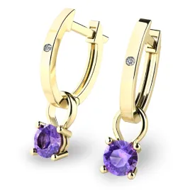 Dámské náušnice žluté zlato 585/1000 přírodní diamant 0.45 ct G/SI oválky s a tanzanity tanzanit 10861-ZL-DIA-TAN
