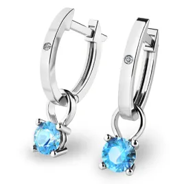 Dámské náušnice bílé zlato 585/1000 přírodní diamant 0.45 ct G/SI oválky s a topazy 10861-B-DIA-TPZ