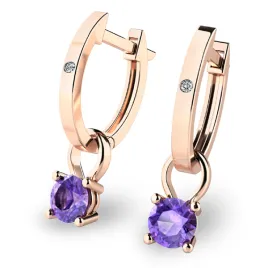 Dámské náušnice růžové zlato 585/1000 přírodní diamant 0.45 ct G/SI oválky s a tanzanity tanzanit 10861-CV-DIA-TAN