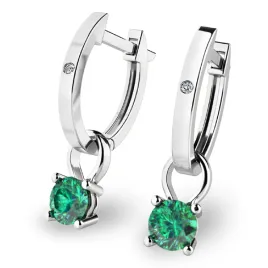 Dámské náušnice bílé zlato 585/1000 přírodní diamant 0.300 ct G/SI oválky s a smaragdy 10861-B-DIA-SMA
