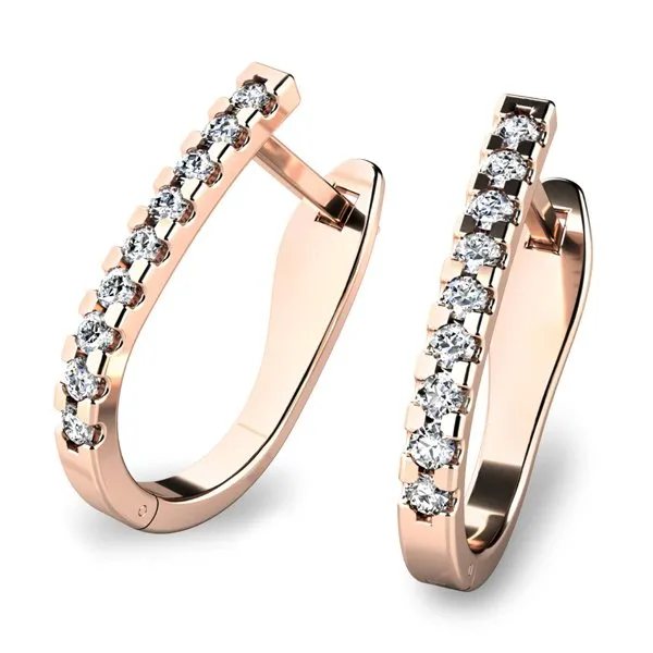 Dámské náušnice růžové zlato 585/1000 přírodní diamant 0.45 ct G/SI s topazy 10862-CV-DIA-TPZ