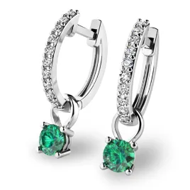 Dámské náušnice bílé zlato 585/1000 přírodní diamant 0.300 ct G/SI briliantové se smaragd 10863-B-DIA-SMA