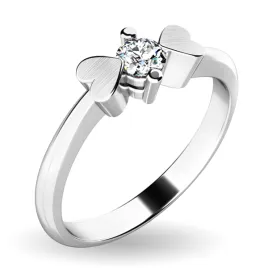 Dámský prsten bílé zlato 585/1000 přírodní diamant 0.130 ct G/SI srdíčky 10932D