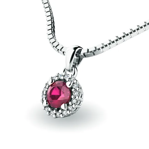 Dámský přívěsek přírodní diamant 0.50 ct G/SI s rubín 10927-B-RUB