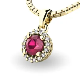 Dámský přívěsek přírodní diamant 0.50 ct G/SI s rubín 10927-ZL-RUB