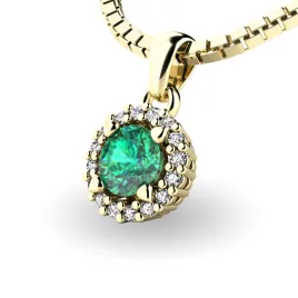 Dámský přívěsek přírodní diamant 0.50 ct G/SI se smaragd 10927-ZL-SMAR