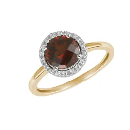 Dámský prsten žluté zlato 585/1000 přírodní diamant 0.96 ct a s granát GKW47231GRA