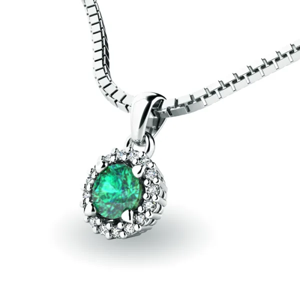 Dámský přívěsek přírodní diamant 0.50 ct G/SI se smaragd 10927-B-SMAR
