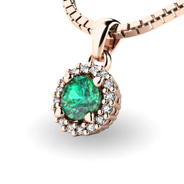 Dámský přívěsek přírodní diamant 0.50 ct G/SI se smaragd 10927-B-SMAR