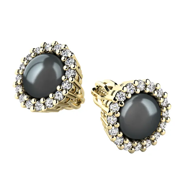 Dámské náušnice bílé zlato 585 přírodní diamant perlové 10930-B-DIA-FW