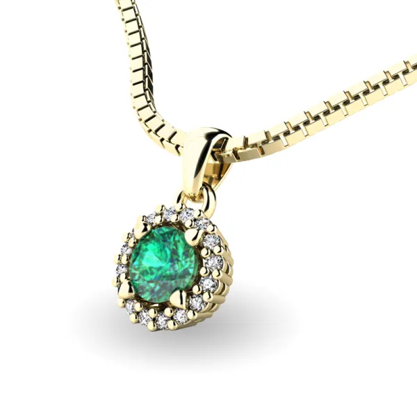 Dámský přívěsek přírodní diamant 0.50 ct G/SI se smaragd 10927-ZL-SMAR