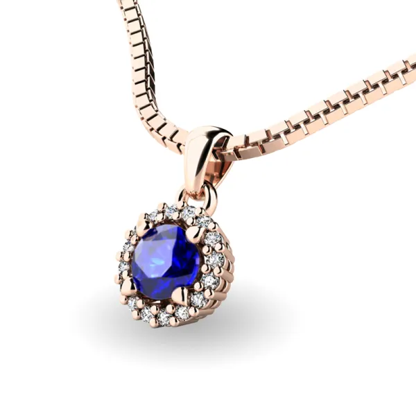 Dámský přívěsek přírodní diamant 0.50 ct G/SI se safír 10927-CV-SAF