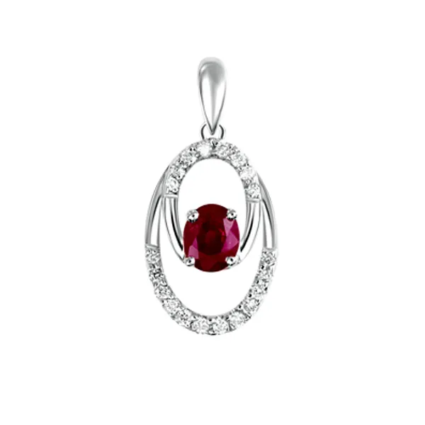 Dámský přívěsek bílé zlato 585/1000 přírodní diamant 0.38 ct G/SI s rubín GKW38614RUB